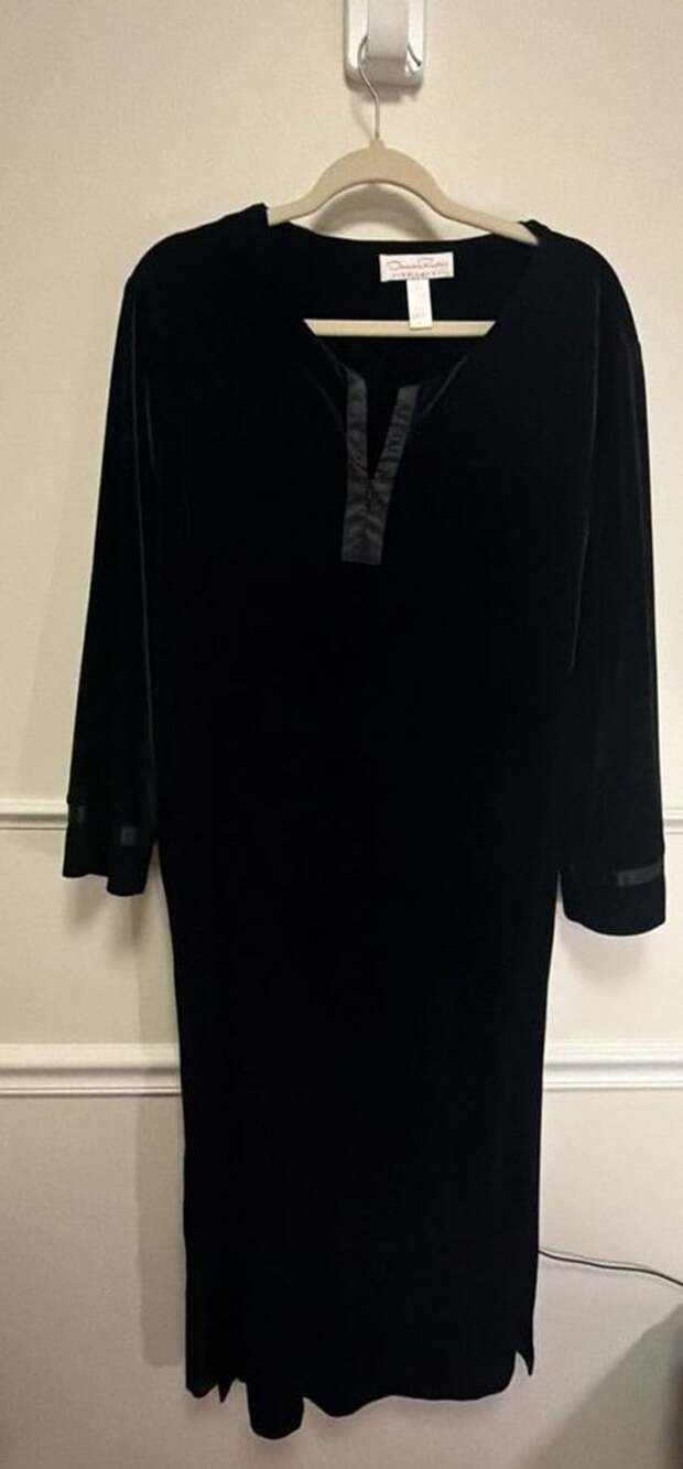 Oscar de la Renta Pink Label Velvet Robe Size XL Black House Coat